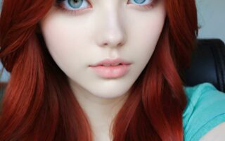 AI girl with red hair wallpaper