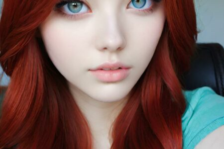 AI girl with red hair wallpaper