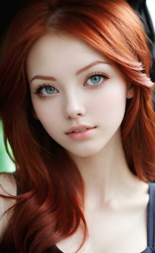 AI girl with red hair wallpaper