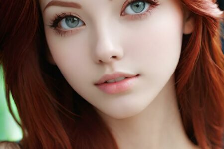 AI girl with red hair wallpaper