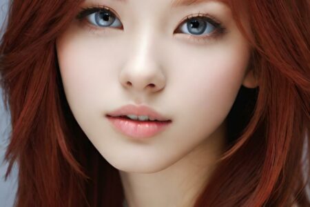 AI girl with red hair wallpaper