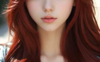AI girl with red hair wallpaper