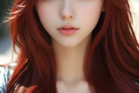 AI girl with red hair wallpaper