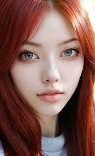 AI girl with red hair wallpaper