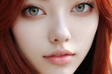 AI girl with red hair wallpaper