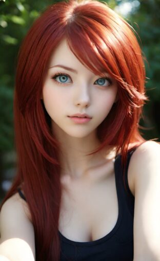 AI girl with red hair wallpaper