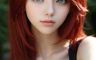 AI girl with red hair wallpaper