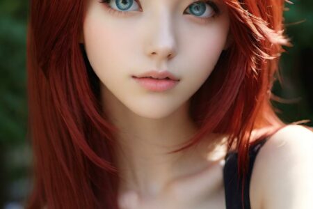 AI girl with red hair wallpaper
