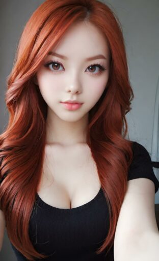AI girl with red hair wallpaper