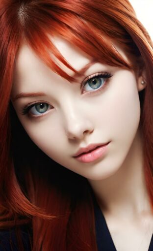 AI girl with red hair wallpaper