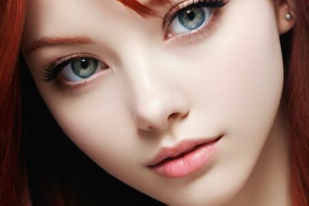 AI girl with red hair wallpaper
