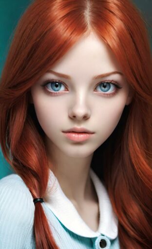AI girl with red hair wallpaper
