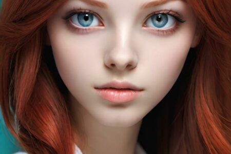 AI girl with red hair wallpaper