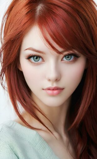 AI girl with red hair wallpaper