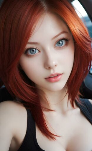 AI girl with red hair wallpaper