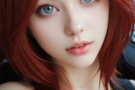 AI girl with red hair wallpaper