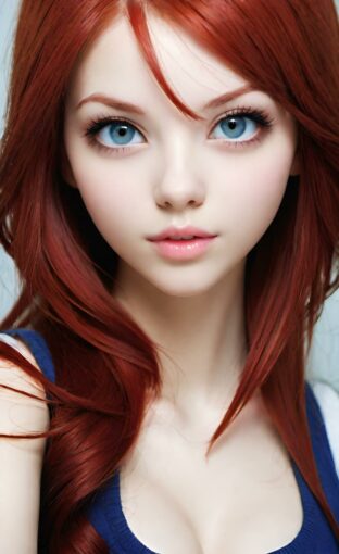 AI girl with red hair wallpaper