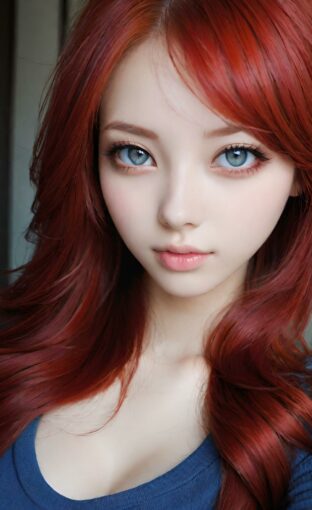 AI girl with red hair wallpaper