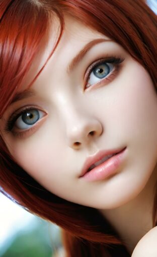 AI girl with red hair wallpaper