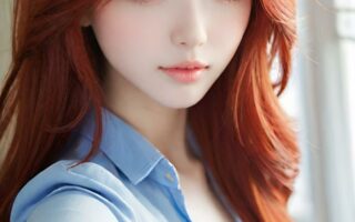 AI girl with red hair wallpaper