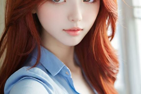 AI girl with red hair wallpaper