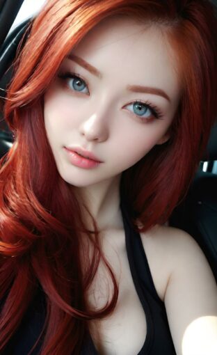 AI girl with red hair wallpaper