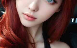 AI girl with red hair wallpaper