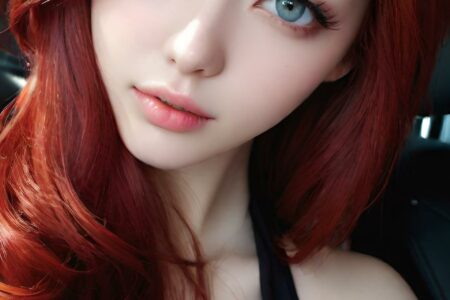 AI girl with red hair wallpaper
