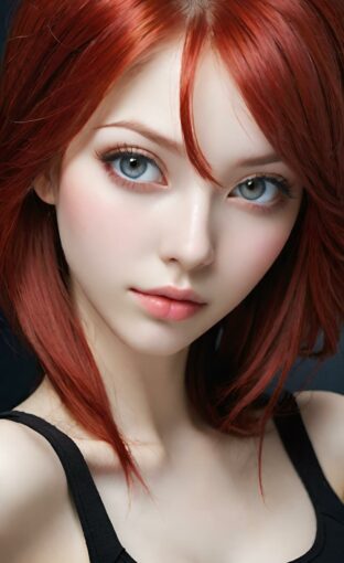 AI girl with red hair wallpaper