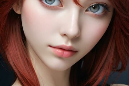 AI girl with red hair wallpaper