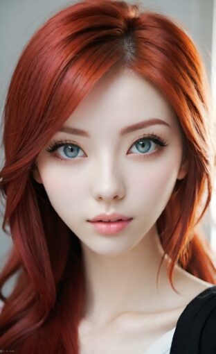 AI girl with red hair wallpaper