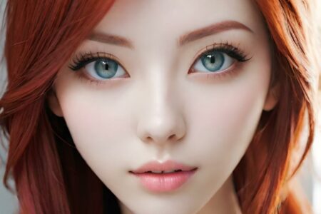 AI girl with red hair wallpaper