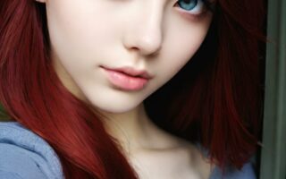 AI girl with red hair wallpaper