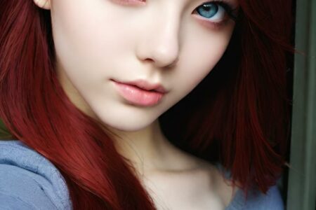 AI girl with red hair wallpaper