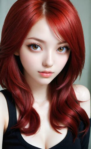 AI girl with red hair wallpaper