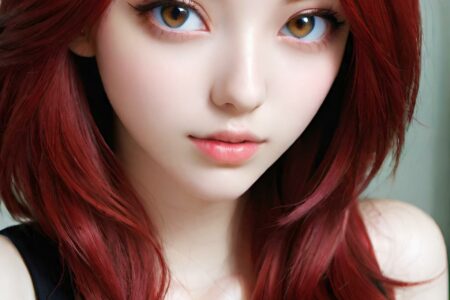 AI girl with red hair wallpaper