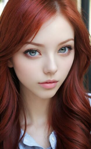 AI girl with red hair wallpaper