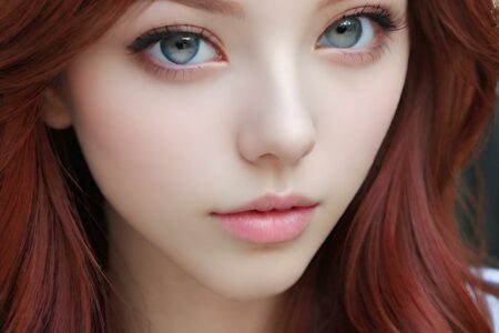 AI girl with red hair wallpaper