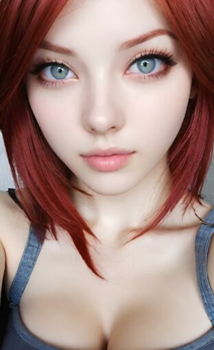 AI girl with red hair wallpaper