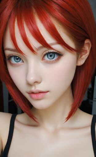 AI girl with red hair wallpaper