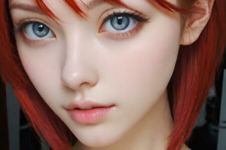 AI girl with red hair wallpaper