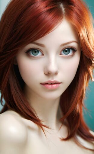 AI girl with red hair wallpaper