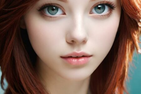 AI girl with red hair wallpaper