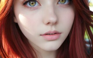AI girl with red hair wallpaper