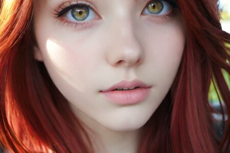 AI girl with red hair wallpaper
