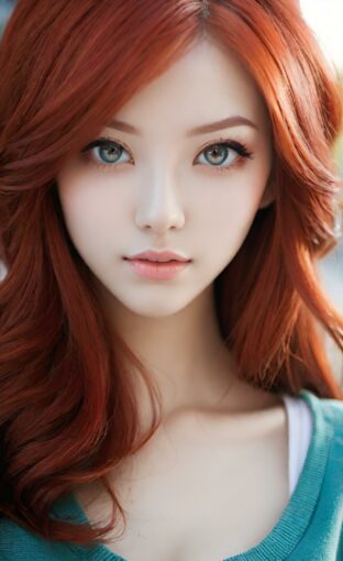 AI girl with red hair wallpaper