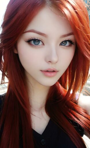 AI girl with red hair wallpaper