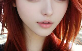 AI girl with red hair wallpaper