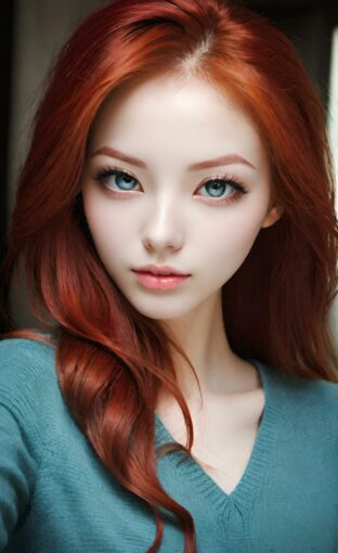 AI girl with red hair wallpaper