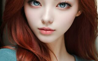 AI girl with red hair wallpaper